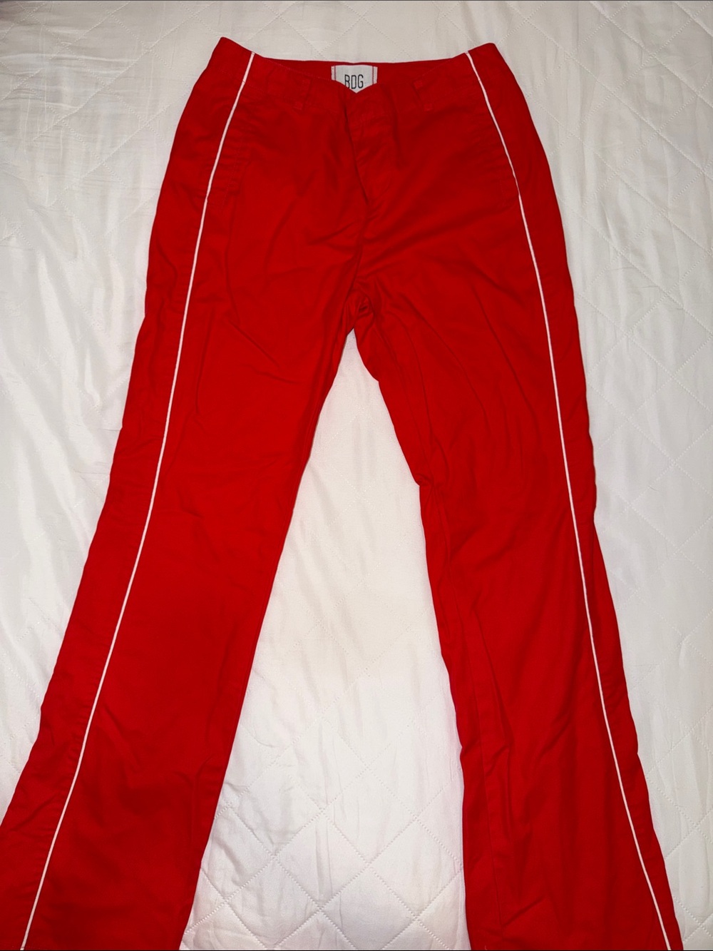 BDG Red Joggers with White Side Piping